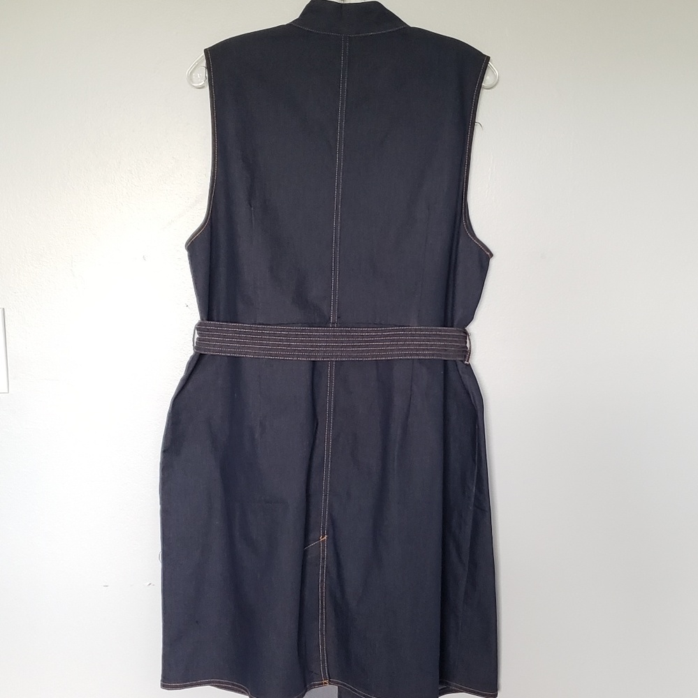 NWT Chico's dark denim tie waist vest dress jacket - Picture 4 of 7